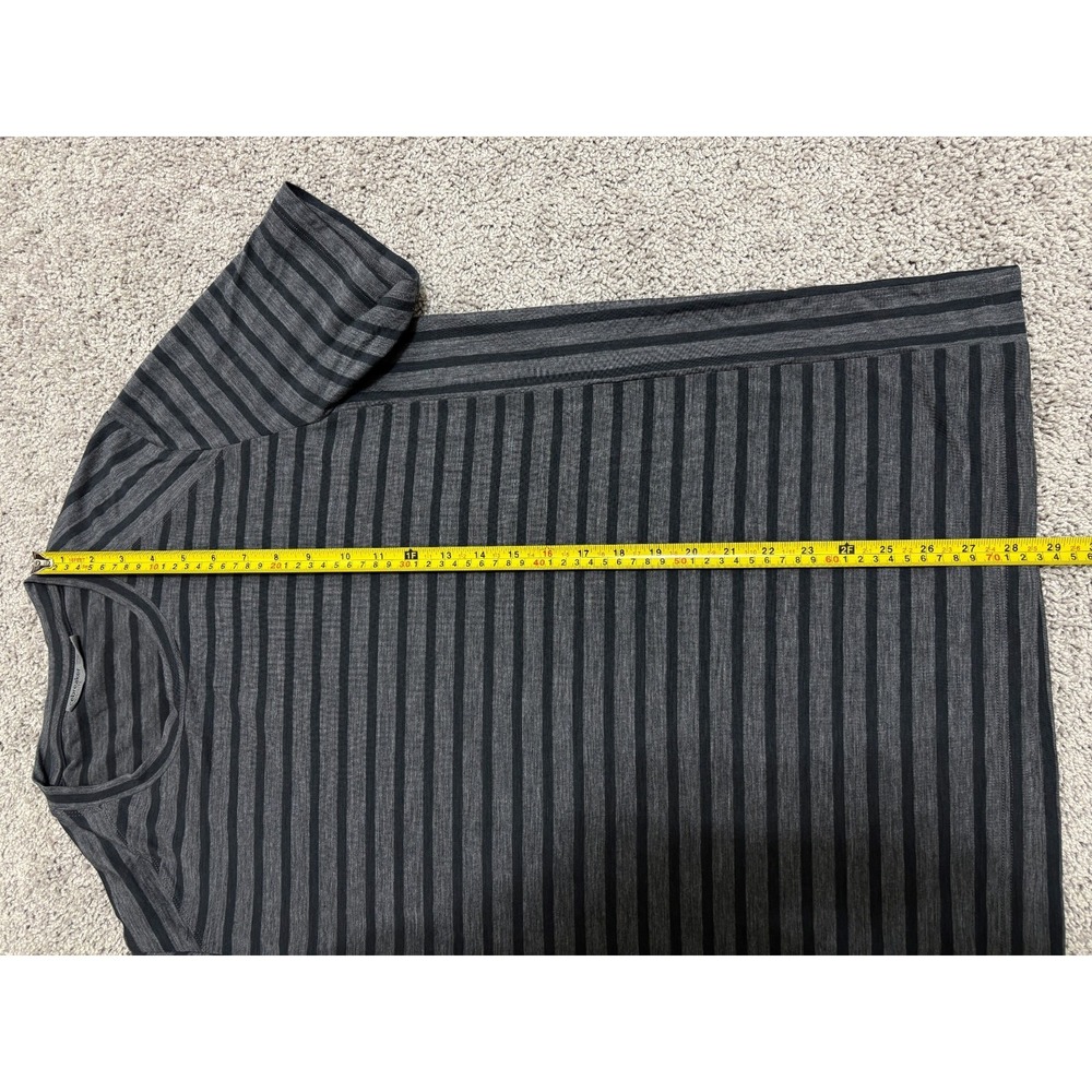 Icebreaker Cool-Lite Wool Blend T Shirt Gray Stripe Base Layer Hiking Mens Large - Picture 13 of 15
